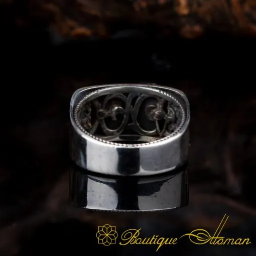 Elegant Cut Black Carbon Silver Ring - Image 5
