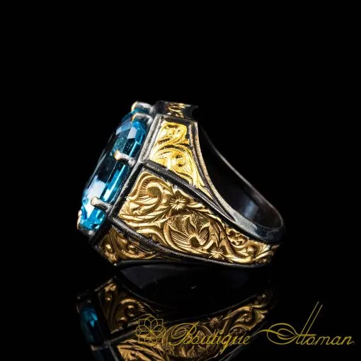 One of a Kind Blue Topaz Silver Ring No:3 - Image 4