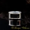 Elegant Cut Black Carbon Silver Ring