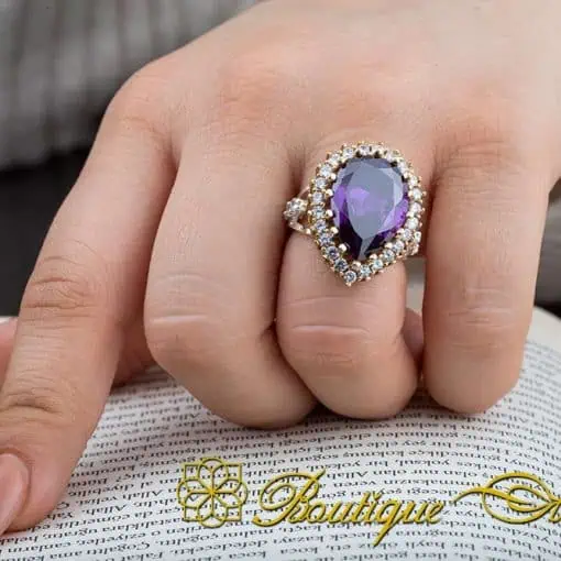Hurrem Sultana Amethyst Silver Ring - Image 4
