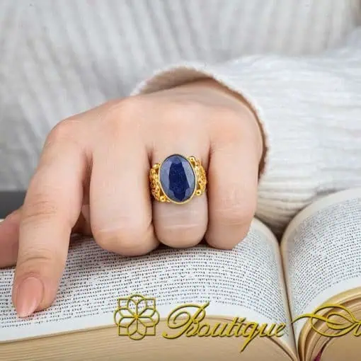 Blue Sapphire Filigree Women Ring - Image 5