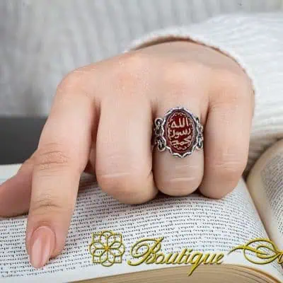 Seal Of Prophet Mohammad Red Yemeni Aqeeq Handcraft Women Ring - Image 5