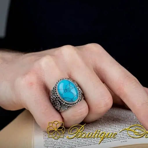 Selim Collection Turquoise Feroza Handmade Ring - Image 5