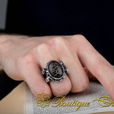 Shahada Ring – La Ilaha Illallah Black Aqeeq Islamic Ring - Image 5
