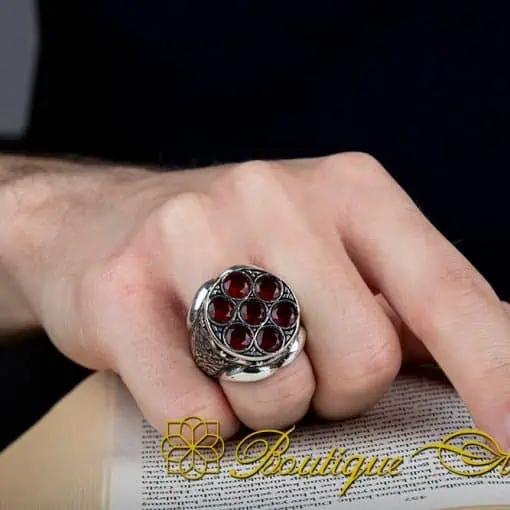 Handcraft Ruby Pieces Round Men Ring - Image 5