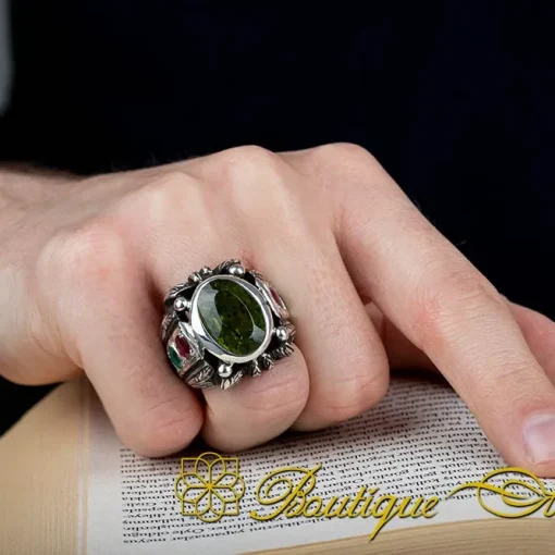 Classic Peridot Hand Engraved Ring - Image 5