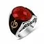 Oval Red Faceted Cut Stone Elif Vav Silver Ring