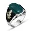 Oval Green Agate Stone Silver Ring