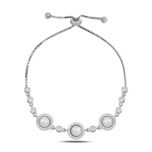 Pearl & Zircon Adjustable Sliding Bracelet