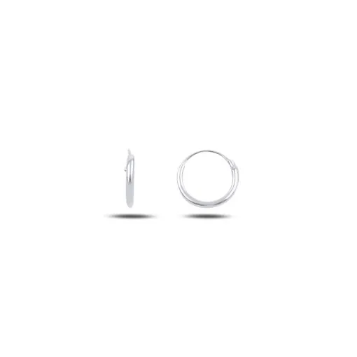 Alternative view of 8mm Plain Hoop Silver Earrings