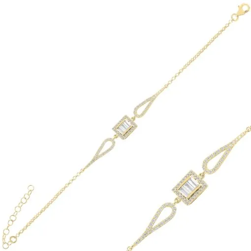 Baguette Zircon Silver Bracelet - Image 2