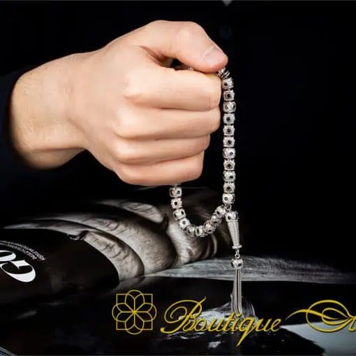 Exclusive Collection Micro Zircon Detailed Silver Tasbih No:4 - Image 5