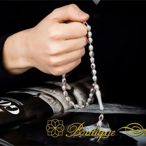 Exclusive Collection Micro Zircon Detailed Silver Tasbih No:3 - Image 5
