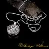Crossed Swords Figure Round Silver Locket Necklace