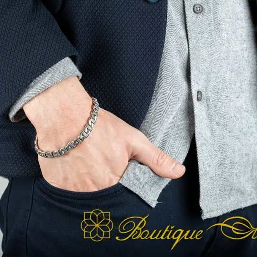 Special Design Silver Chain Bracelet For Men No:5 - Image 4