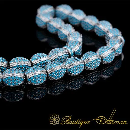 Alternative view of Exclusive Collection Micro Turquoise Detailed Silver Tasbih No:3