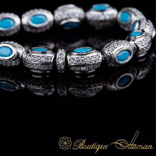 Alternative view of Exclusive Collection Micro Turquoise Detailed Silver Tasbih No:5