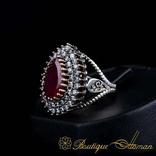 Mahidevran Sultan Garnet Silver Ring - Image 4