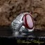 Fatih Collection Red Liver Aqeeq Hand Engraved Ring