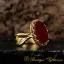 Red Aqeeq Hand Made Women Ring (Gold Plated)