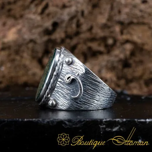 Nalain Shareef Green Aqeeq Handmade Ring - Image 4