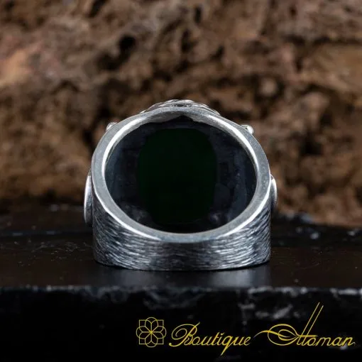 Nalain Shareef Green Aqeeq Handmade Ring - Image 5