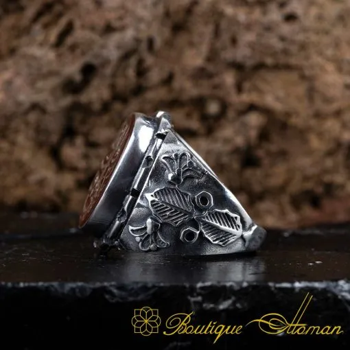 Kefâ Bil-Mevt Vaizan Red Yemeni Aqeeq Islamic Ring كَفَى بِالْمَوْتِ وَاعِظًا - Image 4