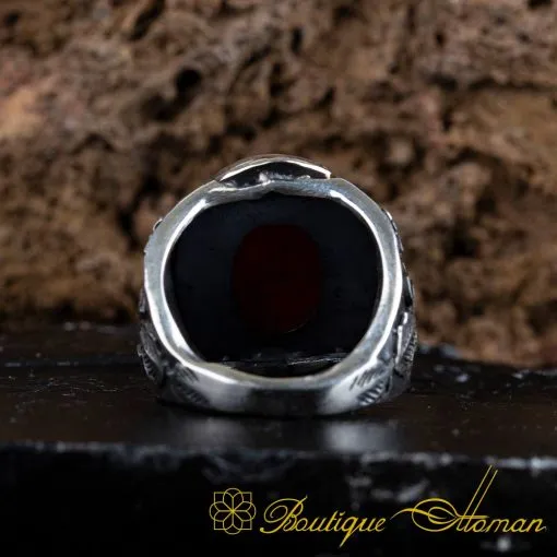 Kefâ Bil-Mevt Vaizan Red Yemeni Aqeeq Islamic Ring كَفَى بِالْمَوْتِ وَاعِظًا - Image 5