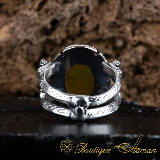 Shahada Ring - La Ilaha Illallah Yellow Aqeeq Islamic Ring - Image 5
