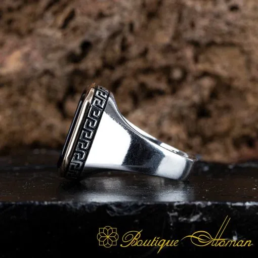 Black Onyx Oval Cut Modern Silver Ring - Image 4