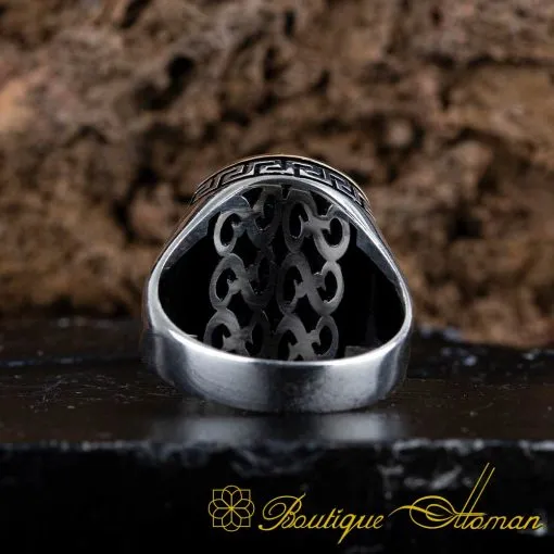 Black Onyx Oval Cut Modern Silver Ring - Image 5