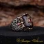 Celebi Collection Red Amber Ornamented Silver Ring