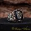 Celebi Collection Green Amber Ornamented Silver Ring