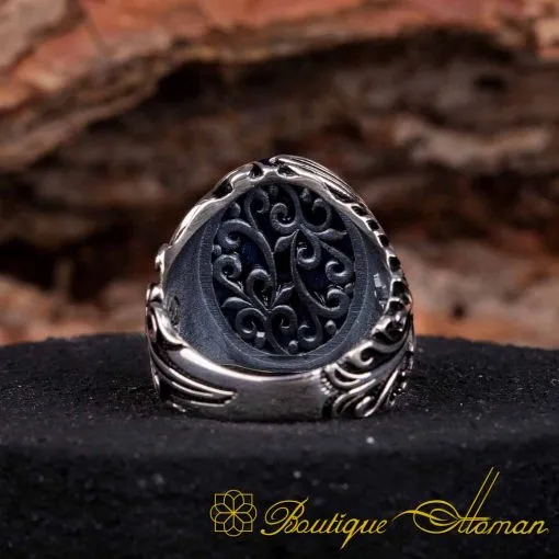 Blue Amber Ring With Anchor - Image 5