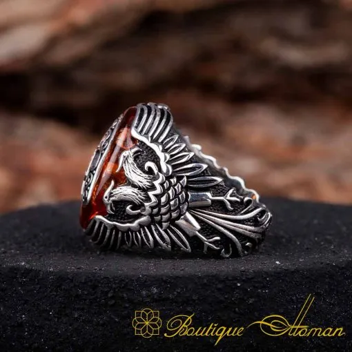 Orange Amber Ring With Helmet - Image 4