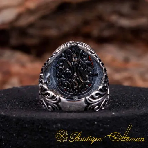Orange Amber Ring With Helmet - Image 5