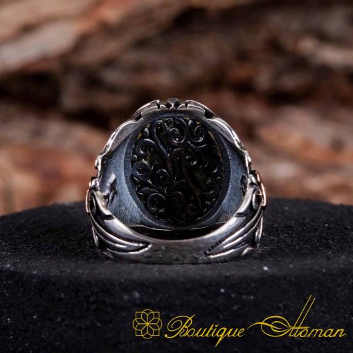Yellow Amber Silver Ring With Helmet - Image 5