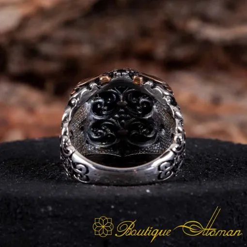 Celebi Collection Black Aqeeq Onyx Silver Ring - Image 5