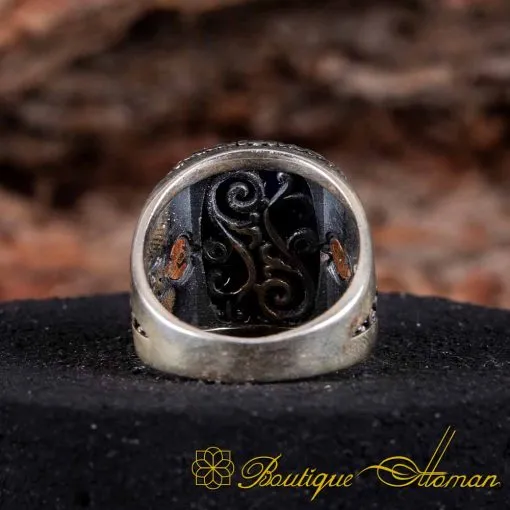 Lapis Lazuli Rectangle Ring With Tughra - Image 5