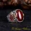 Red Aqeeq Oval Zircon Detailed Ring