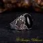 Black Aqeeq Oval Zircon Detailed Ring