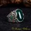Green Aqeeq Oval Zircon Detailed Ring