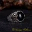 Black Aqeeq Round Zircon Detailed Ring