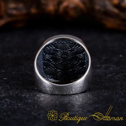 Plain Oval Black Aqeeq Modern Silver Ring - Image 5