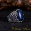 Blue Tiger’s Eye Oval Zircon Detailed Ring
