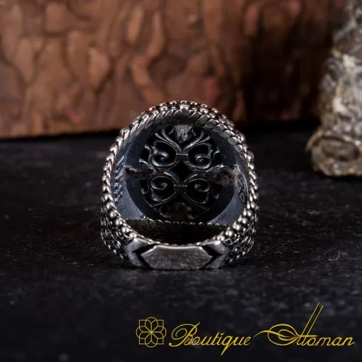 Black Zircon Pieces Oxidized Silver Ring - Image 5