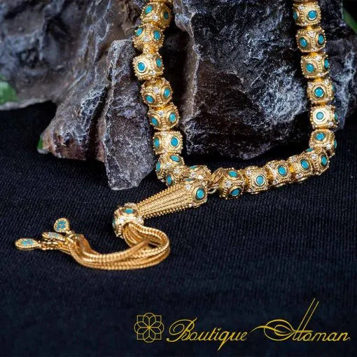 Alternative view of Exclusive Collection Micro Turquoise Detailed Golden Tasbih No:6