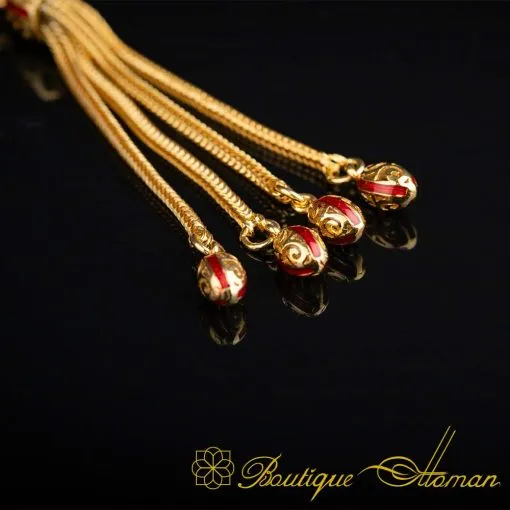 Unique Red Mina Micro Detailed Golden Tasbih - Image 5