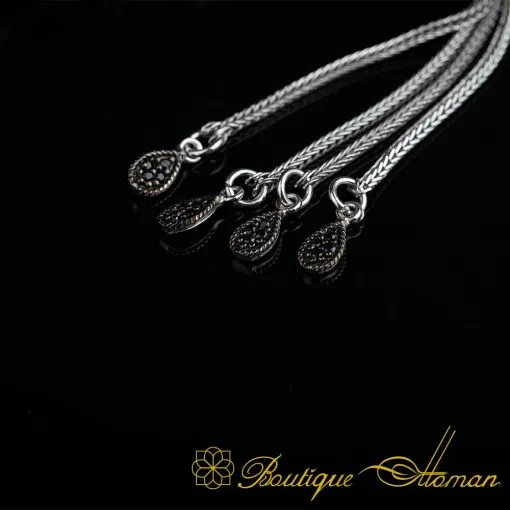 Unique Red Mina Micro Zircon Detailed Silver Tasbih No:4 - Image 5