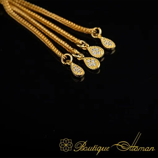 Unique Black Mina Micro Zircon Detailed Golden Tasbih - Image 5